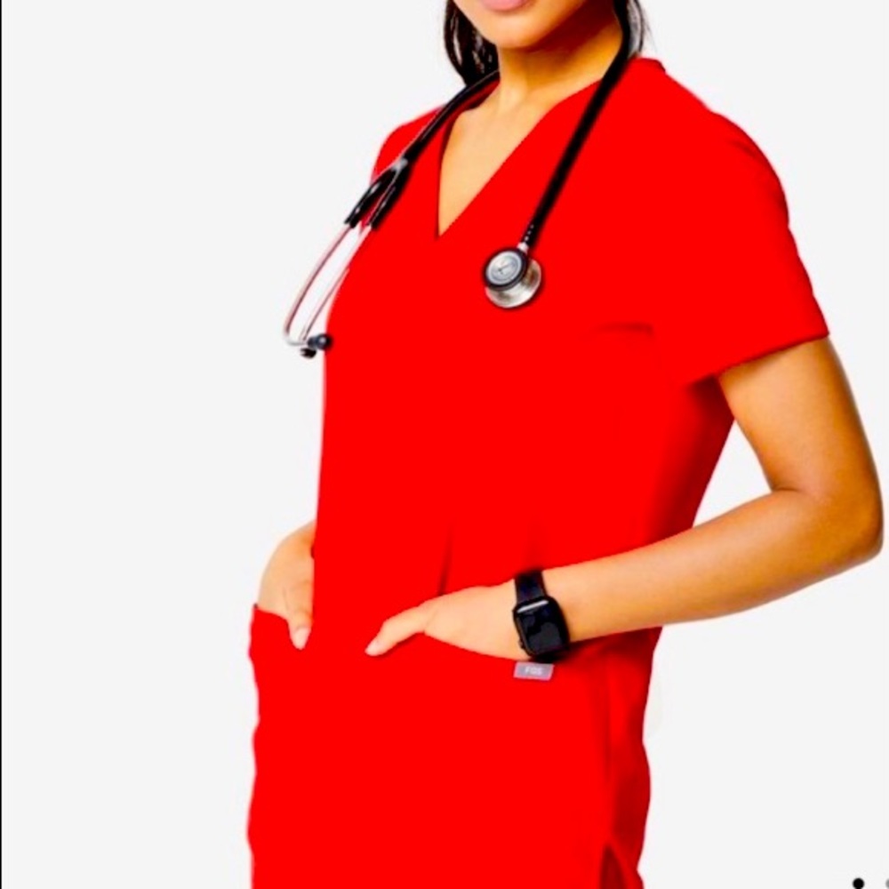 NWT Limited Edition Figs Pop Red Scrub Set